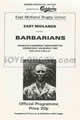East Midlands v Barbarians 1985 rugby  Programme